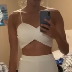 White Windsor Twist Crop Top